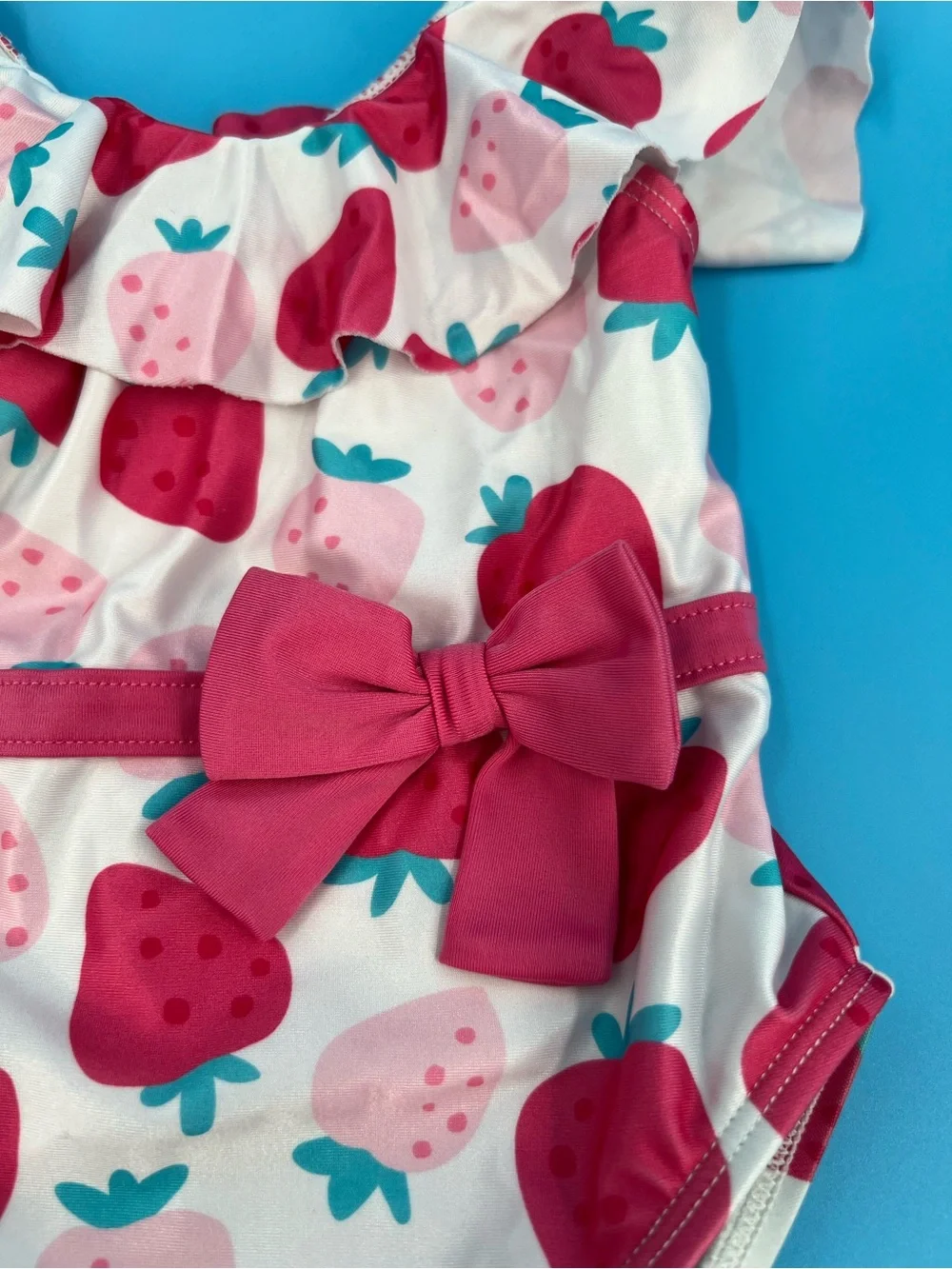 ☀️Strawberry Print Baby One-Piece Swimsuit - White & Pink